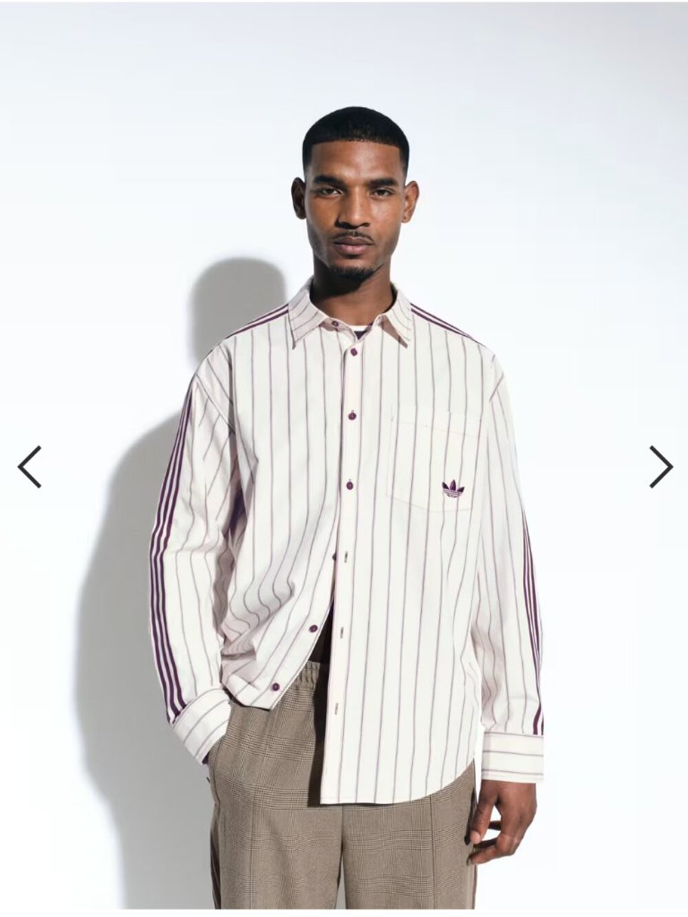 adidas Originals x ASOS shirt in burgundy stripes, size small *DROP 4*